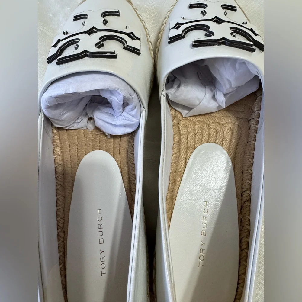 Tory Burch White Espadrille Flats Size 8.5